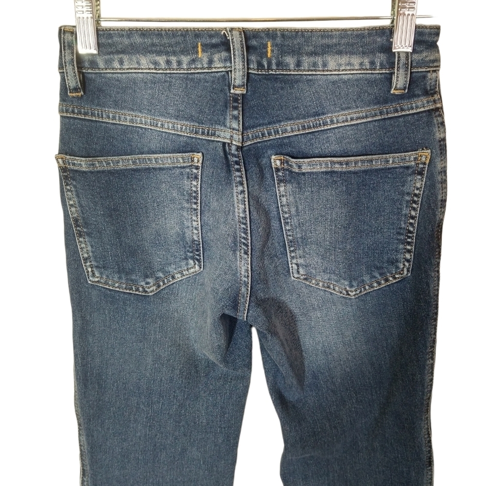 Free People low rise raw hem boot cut flare cropped denim blue jeans pants - Picture 4 of 7